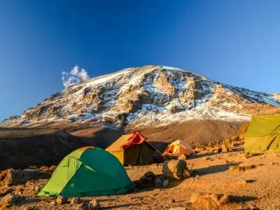 Tält i läger på Kilimanjaro
